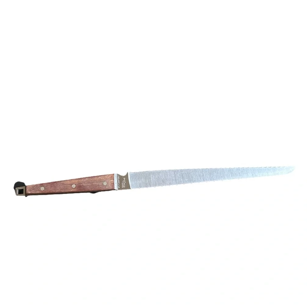 Ekco Flint Vintage Stainless Steel Bread Knife Arrow Head 3 Rivet Wood‎ Handle